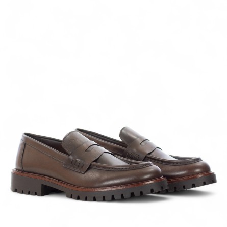 ROGAL'S - Mocassin en cuir - Couleur: Marron,Taille: 41