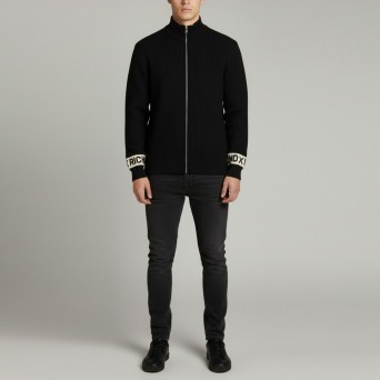 JOHN RICHMOND - Cardigan con logo lettering su maniche e zip