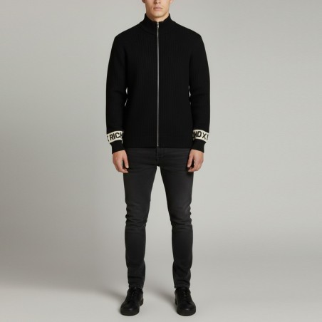 JOHN RICHMOND - Cardigan con logo lettering su maniche e zip
