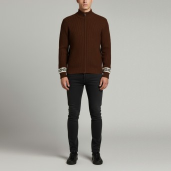 JOHN RICHMOND - Cardigan with lettering logo on sleeves and zipper