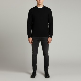 JOHN RICHMOND - Pullover mit Logoaufnäher und Streifendetail