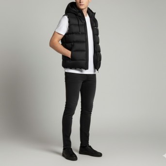 JOHN RICHMOND - Gilet imbottito con cappuccio uomo berom black 2