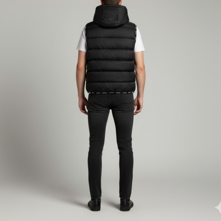 JOHN RICHMOND - Gilet imbottito con cappuccio uomo berom black