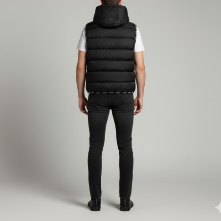 JOHN RICHMOND - Gilet imbottito con cappuccio uomo berom black