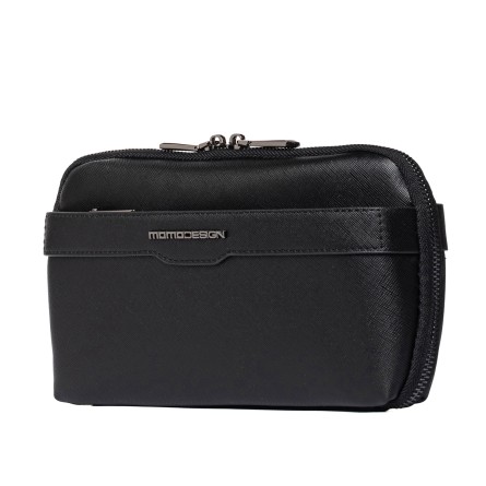 MOMO DESIGN - Sac à main en cuir avec fermeture éclair - Couleur: Noir,Taille: TU