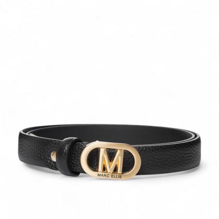MARC ELLIS - Genuine leather belt with monogram logo plaque