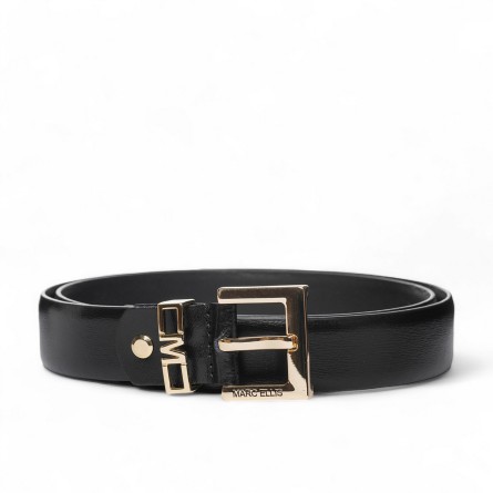 MARC ELLIS - Ceinture en cuir véritable avec logo gravé sur la boucle