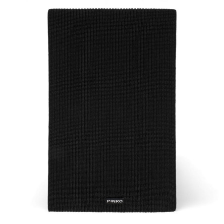 PINKO - Wool blend scarf with logo patch