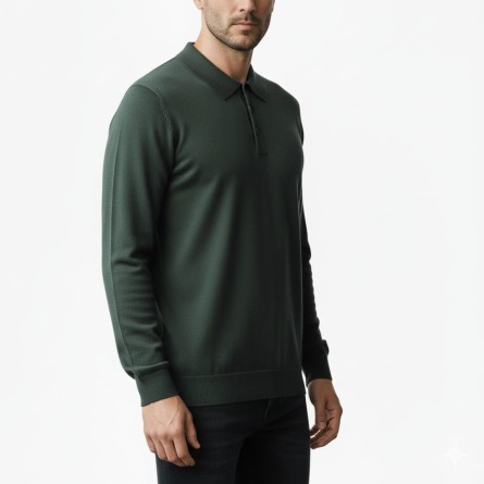 BOTTEGA CINQUE - Wool blend long-sleeved polo shirt