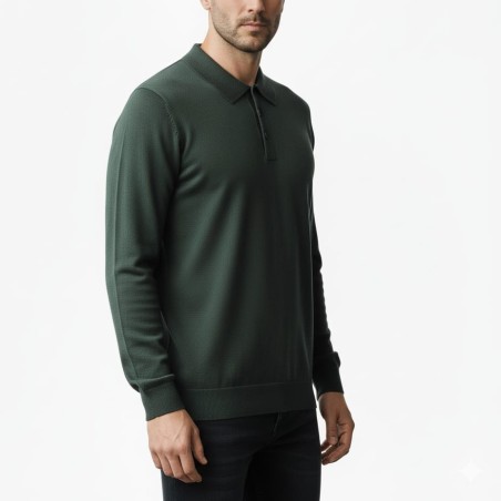 BOTTEGA CINQUE - Langärmeliges Poloshirt aus Wollmischung