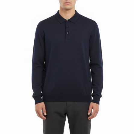 BOTTEGA CINQUE - Wool blend long-sleeved polo shirt