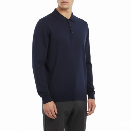 BOTTEGA CINQUE - Langärmeliges Poloshirt aus Wollmischung