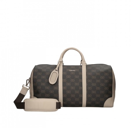 LIU JO - Faux leather duffle bag with all over monogram logo