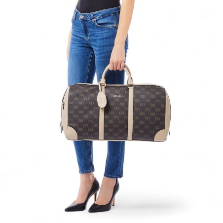 LIU JO - Bolsa de viaje de piel sintética con logotipo monograma integral