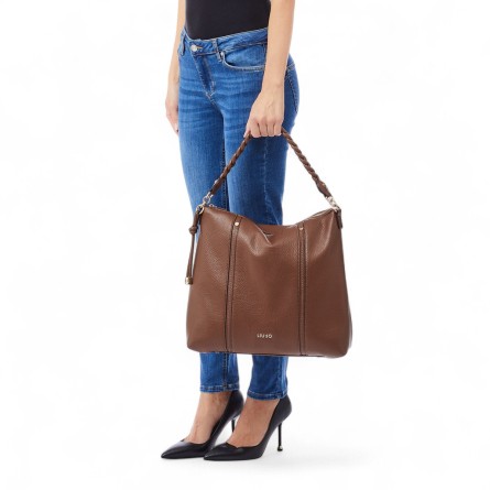 LIU JO - Faux leather shoulder bag with logo