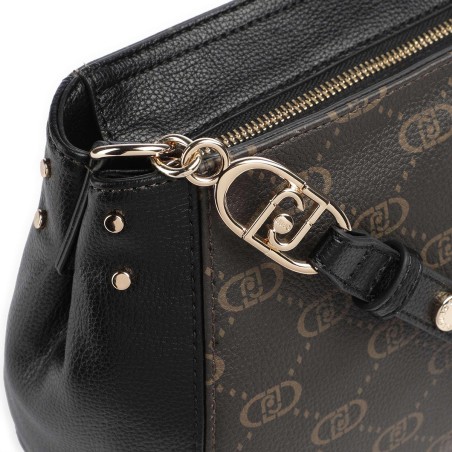 LIU JO - Borsa a spalla in ecopelle con logo monogramma all over
