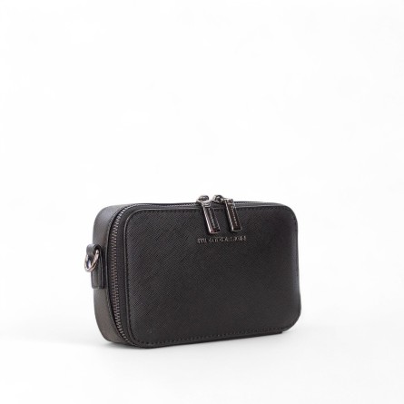 MOMO DESIGN - Portefeuille en faux cuir Saffiano avec logo - Couleur: Noir,Taille: TU