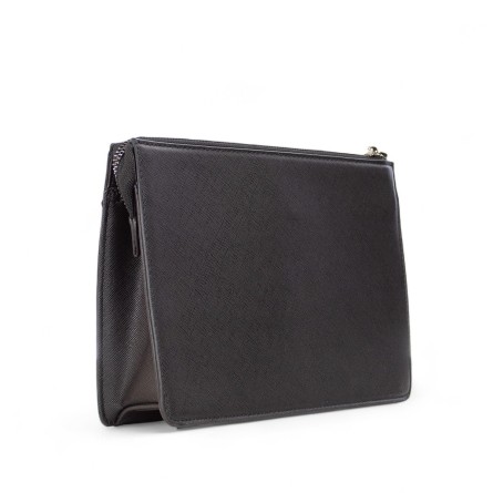 MOMO DESIGN - Cartera de piel sintética saffiano con logotipo