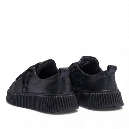 RHUN - Baskets triple en cuir grainé noir