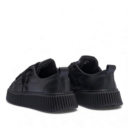 RHUN - Baskets triple en cuir grainé noir