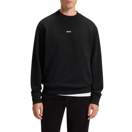BOSS - Sweatshirt aus Baumwollfrottee mit Logo und lockerer Passform