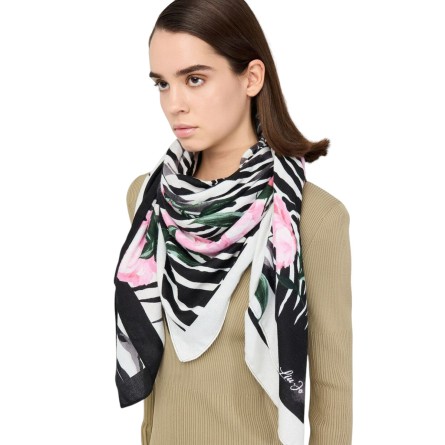LIU JO - Foulard con stampa floreale effetto zebra