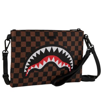 SPRAYGROUND - Bolso de mano cruzado Shark Check Marrón 2