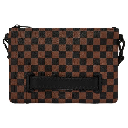 SPRAYGROUND - Shark Check Brown Crossbody Clutch Bag