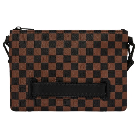 SPRAYGROUND - Shark Check Brown Crossbody Clutch Bag