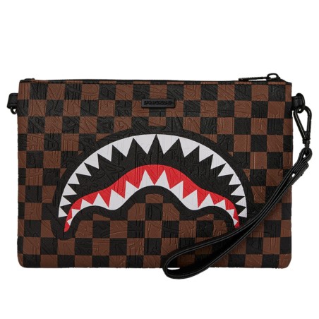 SPRAYGROUND - Shark Check Braun Crossbody Clutch Tasche