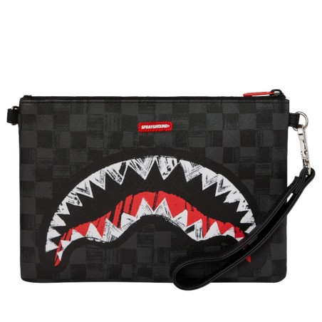SPRAYGROUND - Bolso de mano cruzado Graffiti Check Shark