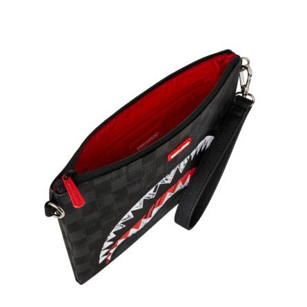 SPRAYGROUND - Graffiti Check Shark Crossbody Clutch Tasche