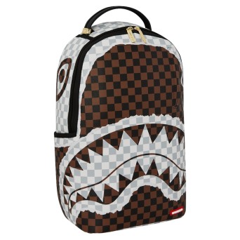 SPRAYGROUND - Brown & White Shark Split Check Backpack 2