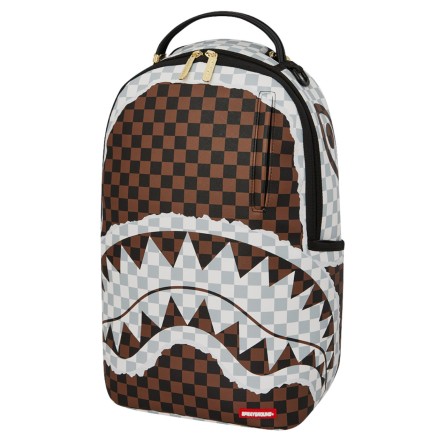 SPRAYGROUND - Brauner & weißer Hai-Rucksack mit geteiltem Karo