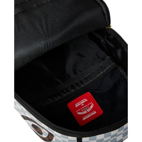 SPRAYGROUND - Sac à dos à carreaux marron et blanc en forme de requin