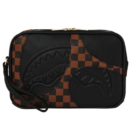 SPRAYGROUND - Bolso de mano Sharkpology Check Marrón
