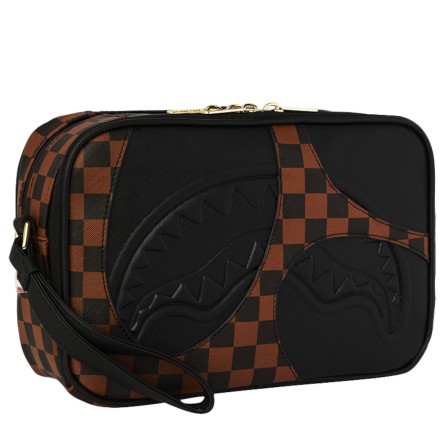 SPRAYGROUND - Sharkpology Check Braune Clutch Tasche