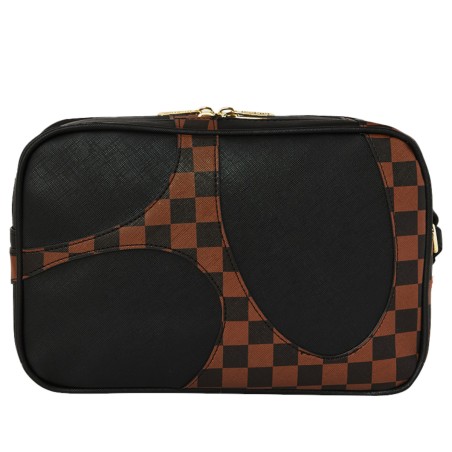 SPRAYGROUND - Sharkpology Check Brown Clutch Bag