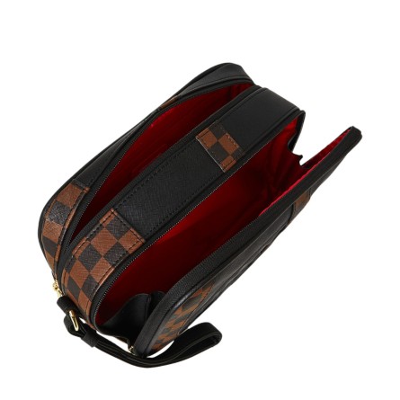 SPRAYGROUND - Pochette Sharkpology Check Brown