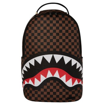 SPRAYGROUND - Mochila Marrón a Cuadros Tiburón