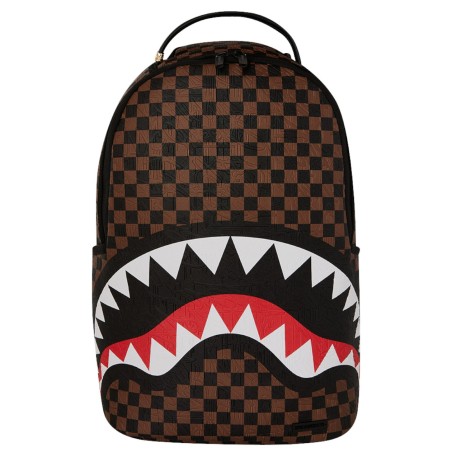 SPRAYGROUND - Brauner Rucksack mit Haifisch-Karomuster