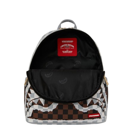 SPRAYGROUND - Mochila Cream Brown Tear Check Savage