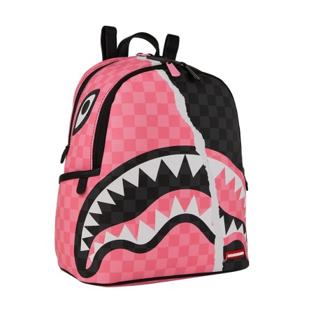SPRAYGROUND - Rosa und schwarzer Tear Shark Rucksack in Paris Savage