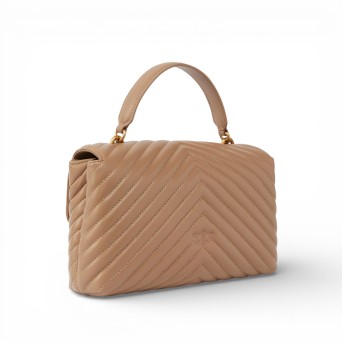 PINKO - Borsa a mano media Love Bag Puff in nappa chevron 2