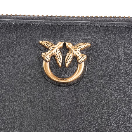PINKO - Portefeuille zippé avec logo Love Birds Diamond Cut
