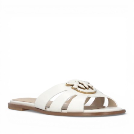 PINKO - Ciabatta in pelle con logo Love Birds