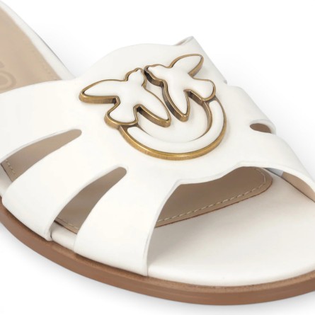 PINKO - Pantoufles en cuir avec logo Love Birds
