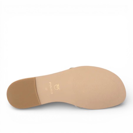 PINKO - Love Birds Logo Leather Slipper