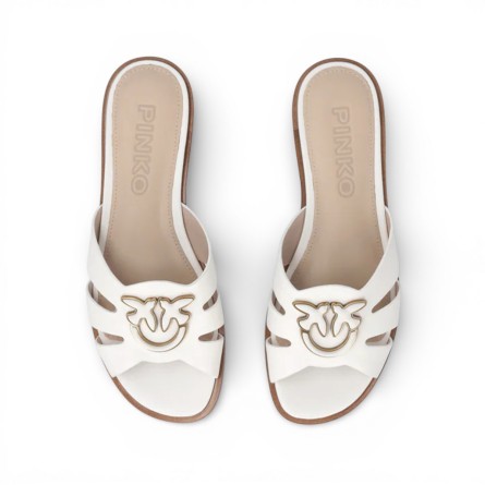 PINKO - Pantoufles en cuir avec logo Love Birds