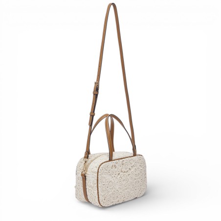 LIU JO - Bolso bowling de encaje con logotipo de letras